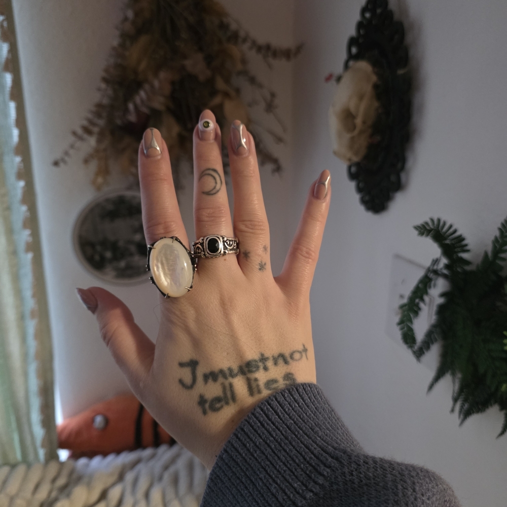 Blood Milk Mother Of Pearl Persephone Ring With Sterling Silver